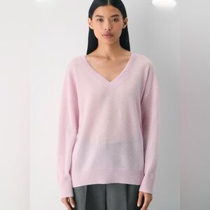 Aritzia Feather Cashmere Pink V-Neck Women's Sweater XL nwt